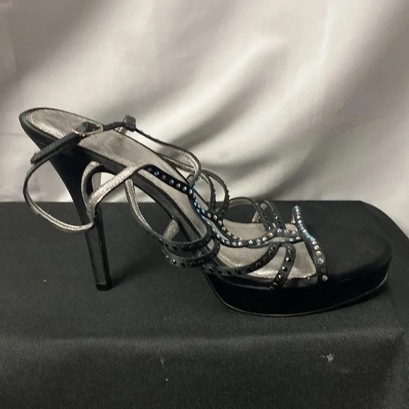 ADRIANNA PAPELL WO SIZE 10 BLACK 5”HEEL LEATHER HIGH HEEL SHOE ANKLE STRAPS - Picture 2 of 14